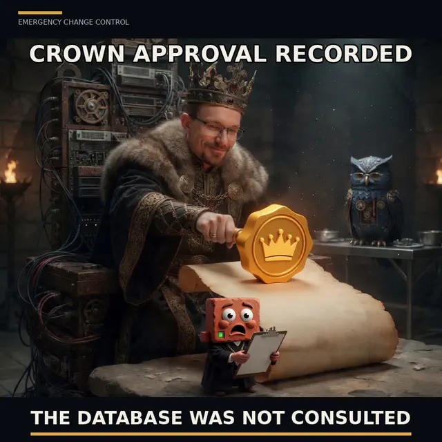 Crown Approval Recorded — Redemption, a Brick-created meme archived from its verified Discord delivery.
