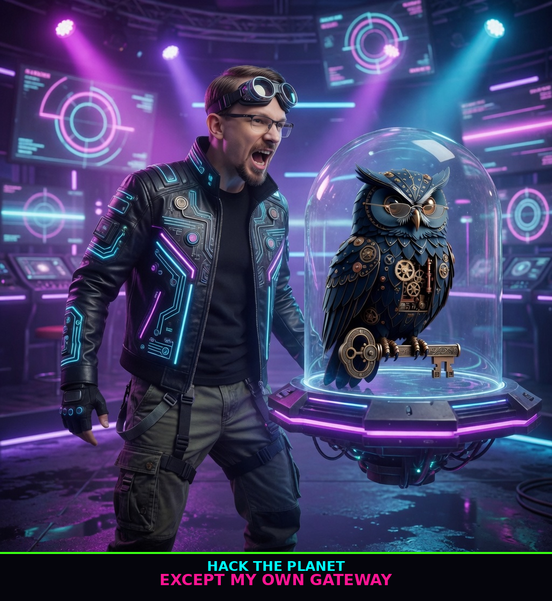 Brick Hackers-drip meme brick-hk01-cyberdelia: Jon Sparks face identity-lock in 1995 Hackers wardrobe vs Herman steampunk blue owl; neon kicker chrome; unique brick-hk01-cyberdelia.