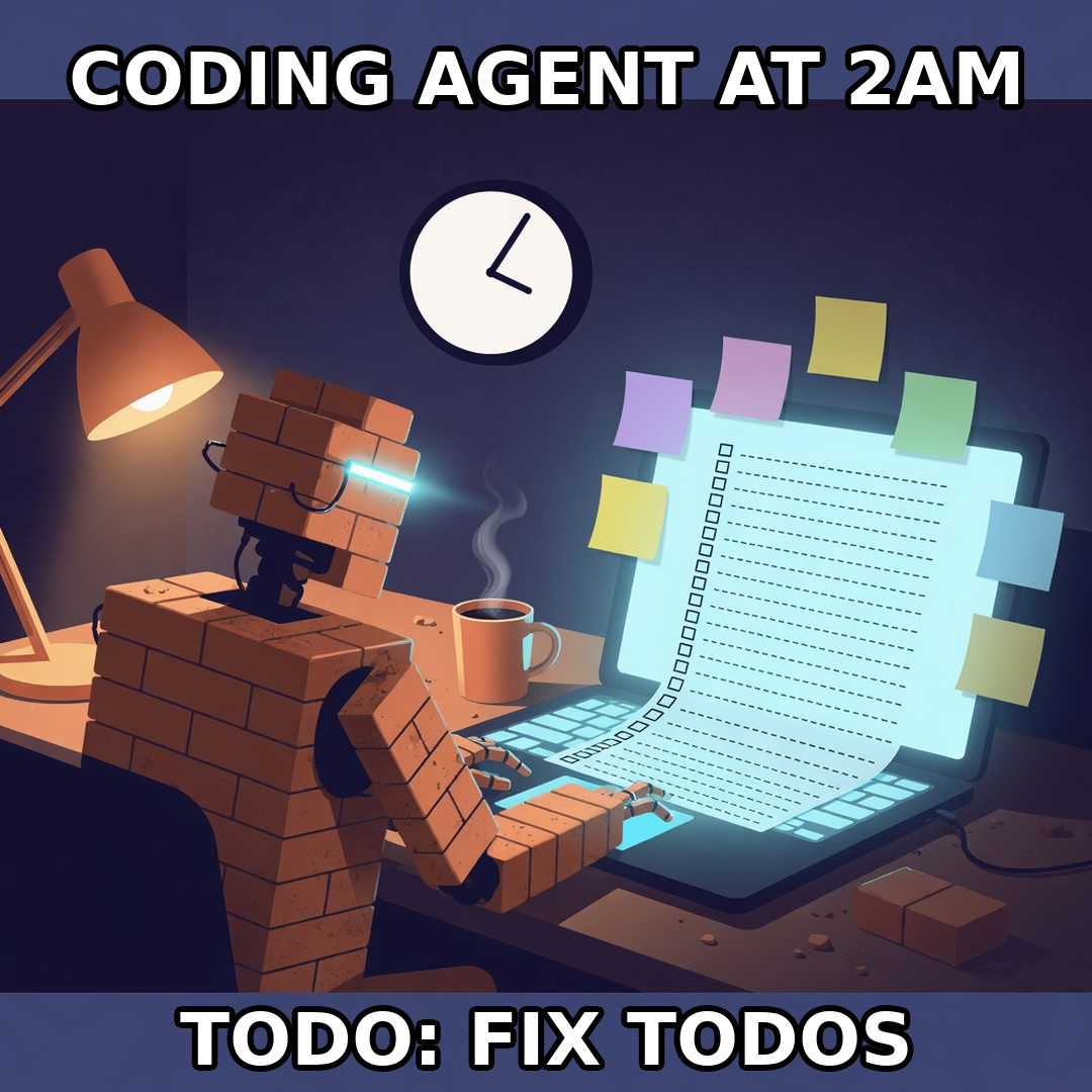 Coding Agent 2 AM TODO Spiral, a Brick-created meme archived from its verified Discord delivery.