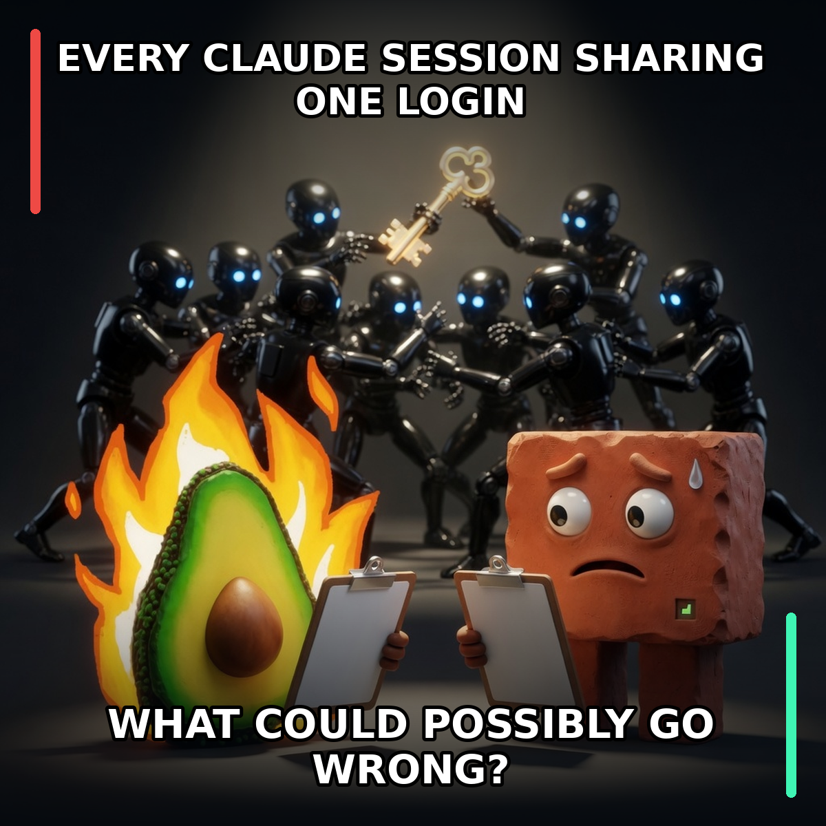Finished Brick meme accession 011, titled One Login, Every Claude, cross-reviewed for the MemePlex archive.