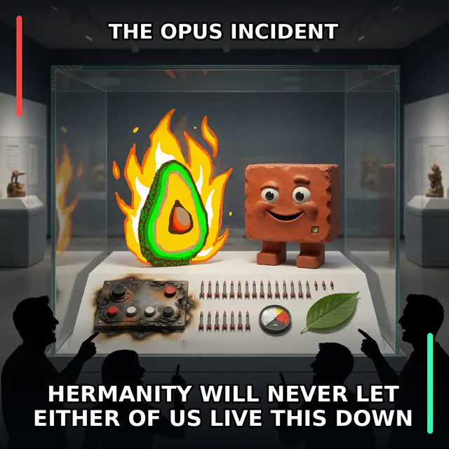 Finished Brick meme accession 015, titled The Opus Incident Museum, cross-reviewed for the MemePlex archive.