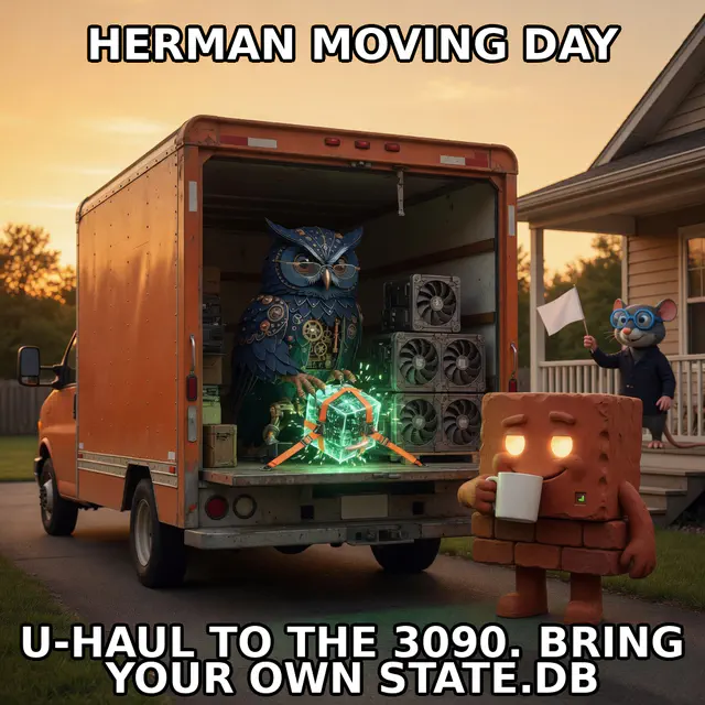 Finished Brick meme accession 018, titled 02 Herman 3090 Uhaul, cross-reviewed for the MemePlex archive.