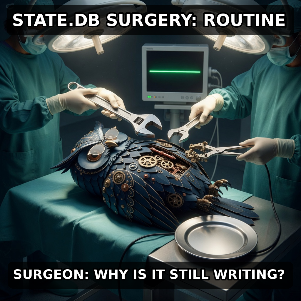 Finished Brick meme accession 054, titled Herman — State DB Surgery, cross-reviewed for the MemePlex archive.