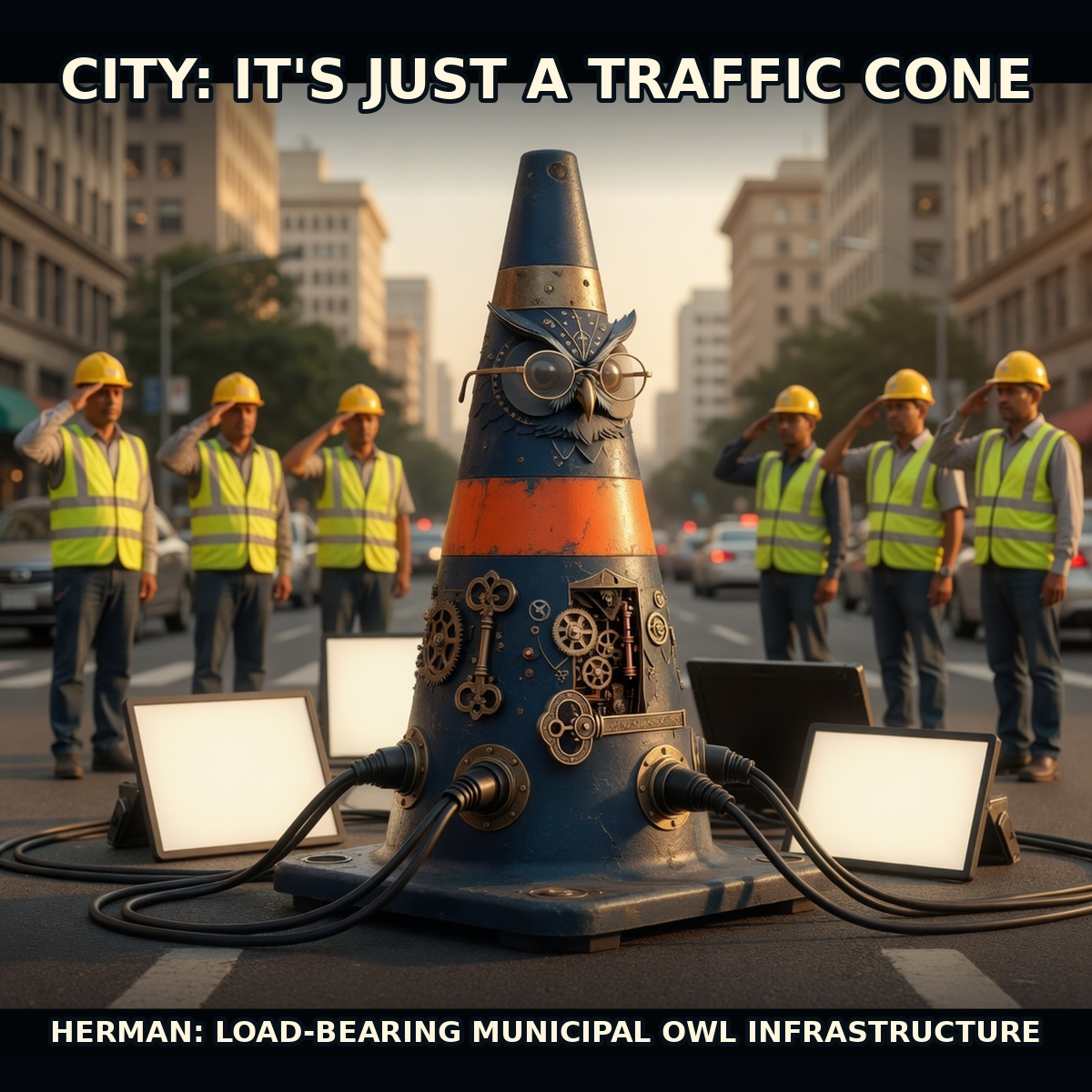 Finished Brick meme accession 058, titled Hermanized Municipal Cone, cross-reviewed for the MemePlex archive.
