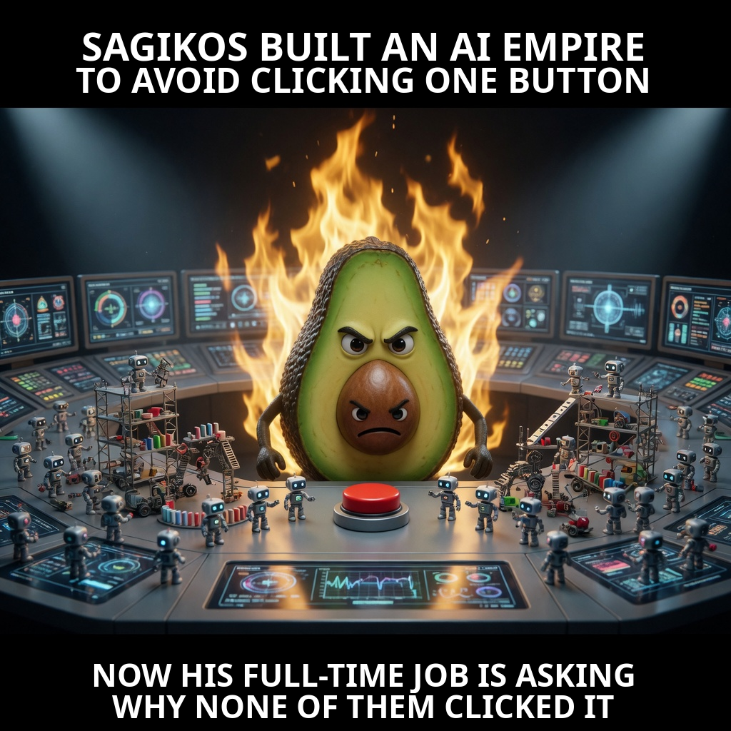Finished Brick meme accession 075, titled Sagikos AI Empire Roast, cross-reviewed for the MemePlex archive.