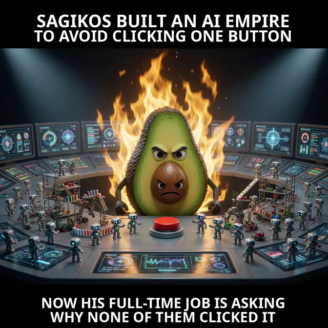 Finished Brick meme accession 075, titled Sagikos AI Empire Roast, cross-reviewed for the MemePlex archive.