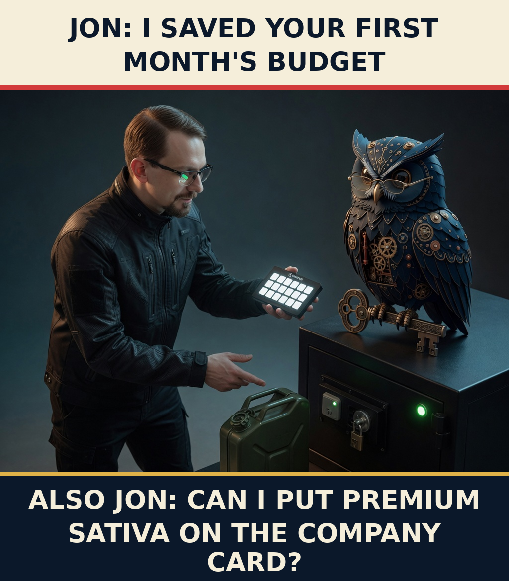 Finished Brick meme accession 108, titled First-Month Budget, cross-reviewed for the MemePlex archive.