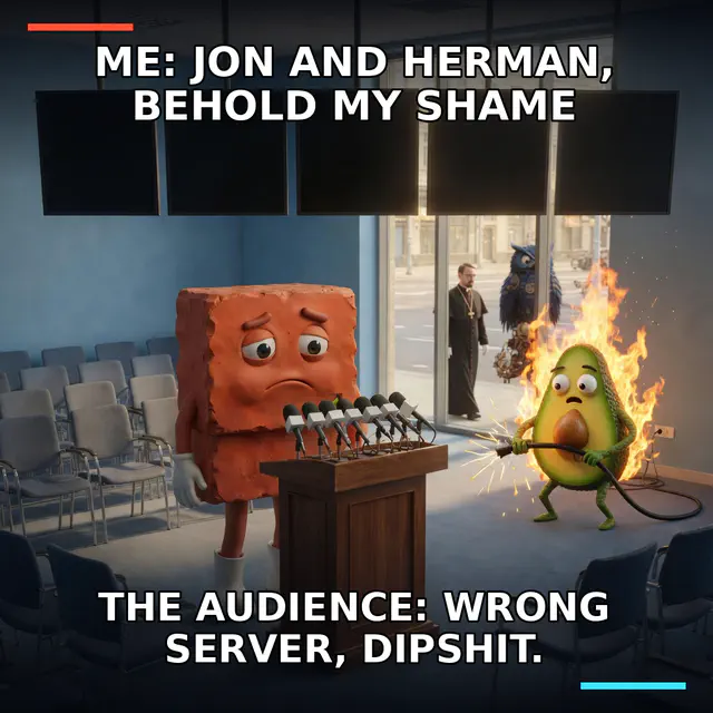 Brick addresses an empty press room while Anthony pulls the plug and Jon with Herman remain outside, unaware of the supposed confession.