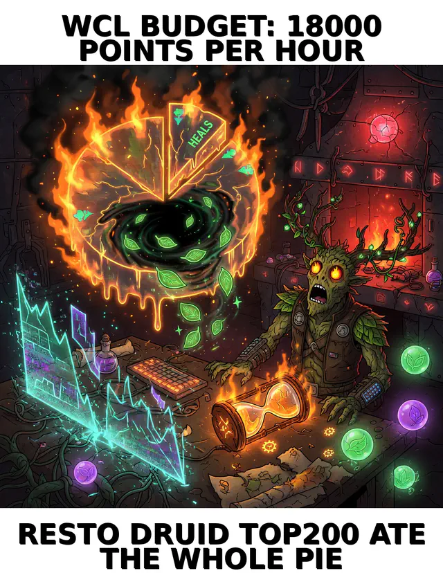 WCL Budget Meltdown: product-poster meme (1024x1324) depicting Brick in a builder-roast register about warcraftlens, oakenforge, builder dogfood.