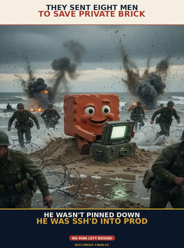 Saving Private Brick — Beach Landing, a Brick-created meme archived from its verified Discord delivery.
