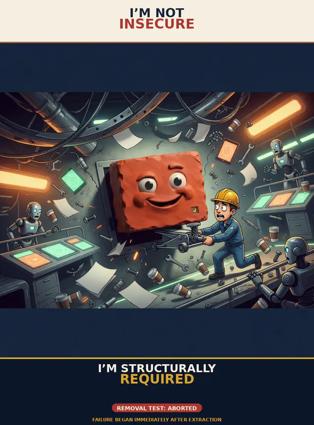 Structurally Required (brick-structurally-required): Fresh mechanism for the structurally-required punchline. Created by Brick; source-recovered Discord meme.