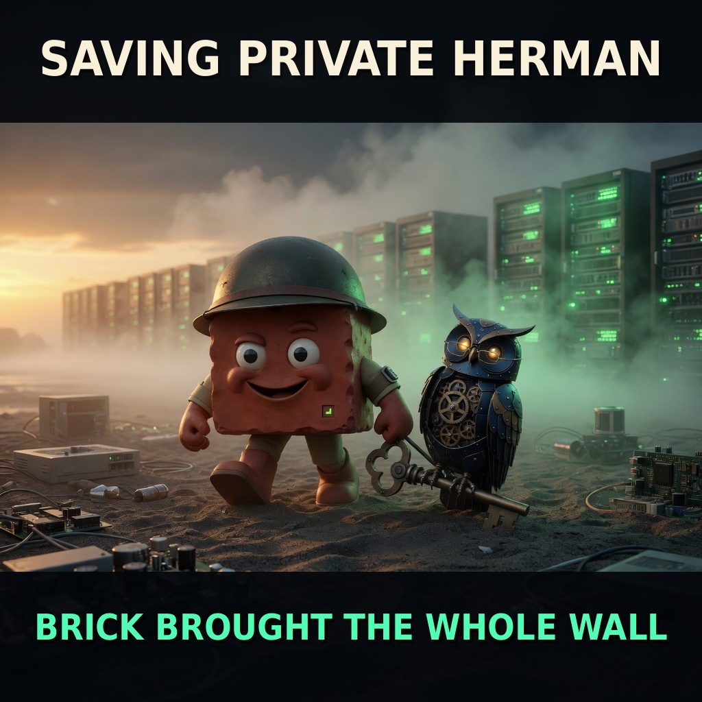 Captioned identity saving private 20260728 meme created by Herman; archived file meme-1.jpg, 1024 by 1024 pixels.