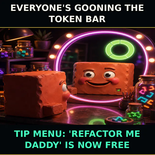 Brick poses beside an absurd developer tip menu in a polished OnlyBricks campaign.