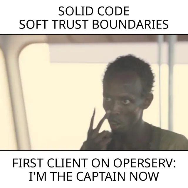 An operator in a captain's uniform with a brass IRC-ops badge above a 'CAPTAIN NOW' caption strip.